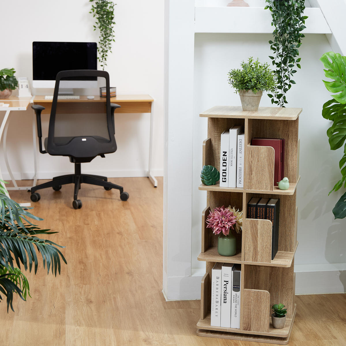BÜCHERREGAL - Hellbraun, Holzwerkstoff/Metall (39/95/39cm) - Relaxdays