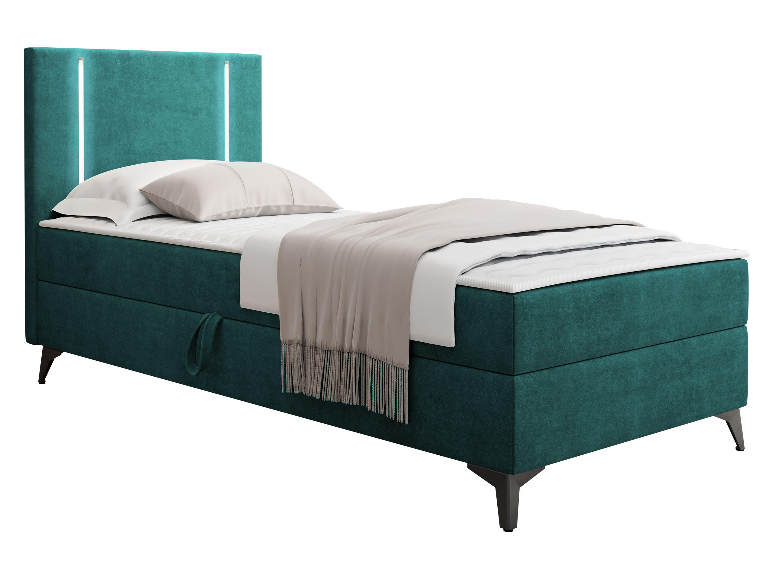 BOXBETT Ono 1, Setite: Links - Türkis/Schwarz, Holz/Textil (90/200cm) - MIRJAN24