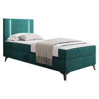 BOXBETT Ono 1, Setite: Links - Türkis/Schwarz, Holz/Textil (90/200cm) - MIRJAN24