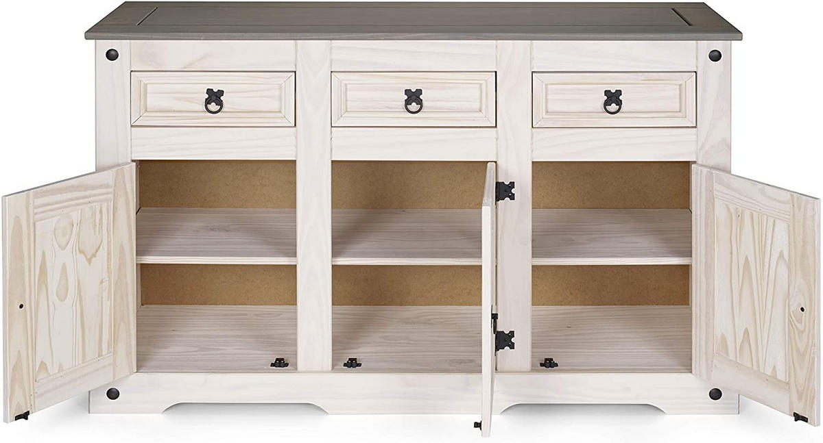 SIDEBOARD MEXICO - Kiefer Milford/Weiß, Holz (132/84/44cm) - SAM