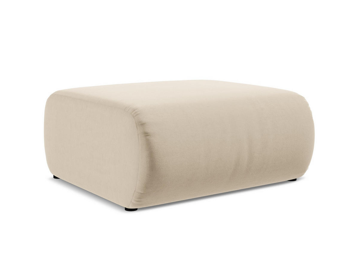 POUF Samt Stoff Beige - Beige/Creme, Kunststoff/Textil (94/40/89cm) - Makamii