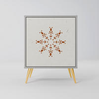 SIDEBOARD DAILY HARMONY, Grau, 57,5x42x75,5 cm, Goldfarbene Metallfüße - Goldfarben/Multicolor, Holzwerkstoff/Metall (57.5/75.5/42cm) - SpaceRebels