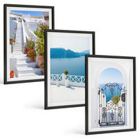 BILDER SET 3er Set - 40x60 cm Schwarzer Rahmen - Weiße Treppenpflanzen Seetor - Schwarz, Kunststoff (40/60cm) - TULUP