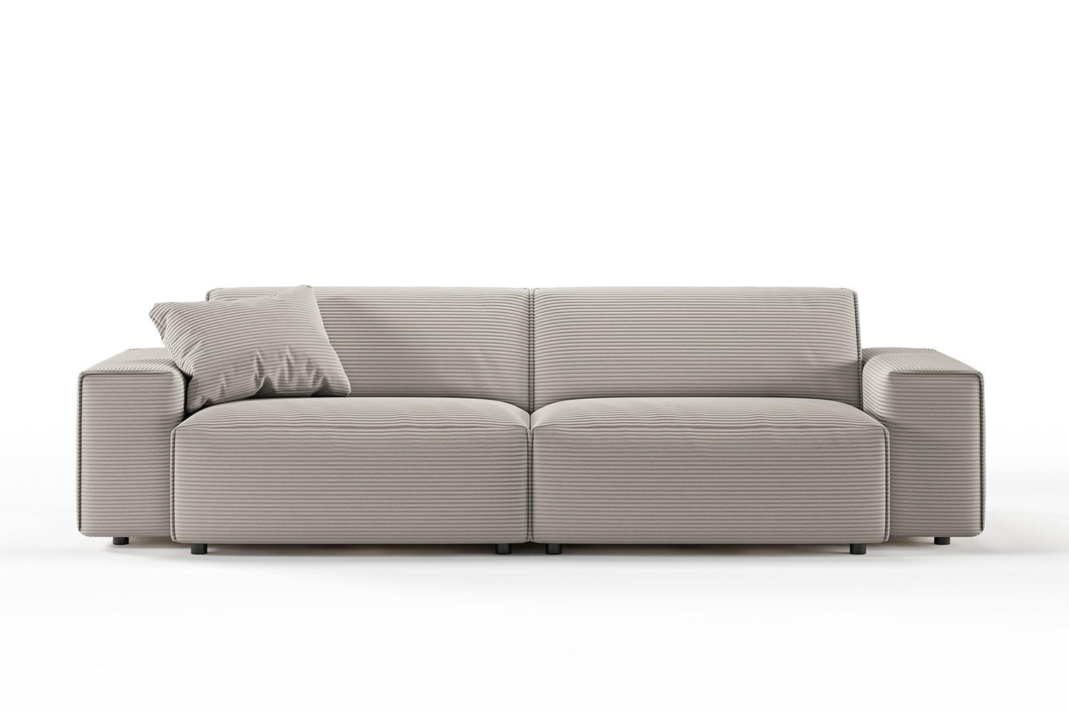SOFA RANI Steingrau Cord - Schwarz/Grau, Kunststoff/Textil (256/71/101cm) - KAWOLA
