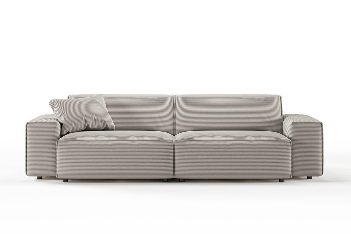 SOFA RANI Steingrau Cord - Schwarz/Grau, Kunststoff/Textil (256/71/101cm) - KAWOLA