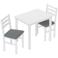 ESSGRUPPE 3er Set Kautschukholz MDF Weiß - Weiß/Grau, Holz/Textil (60/74.5/80cm) - HOMCOM