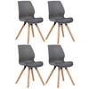 STUHL 4er Set Kunststoff grau - Eukalyptusholzfarben/Grau, Holz/Kunststoff (48/87/58cm) - CLP