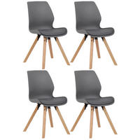 STUHL 4er Set Kunststoff grau - Eukalyptusholzfarben/Grau, Holz/Kunststoff (48/87/58cm) - CLP