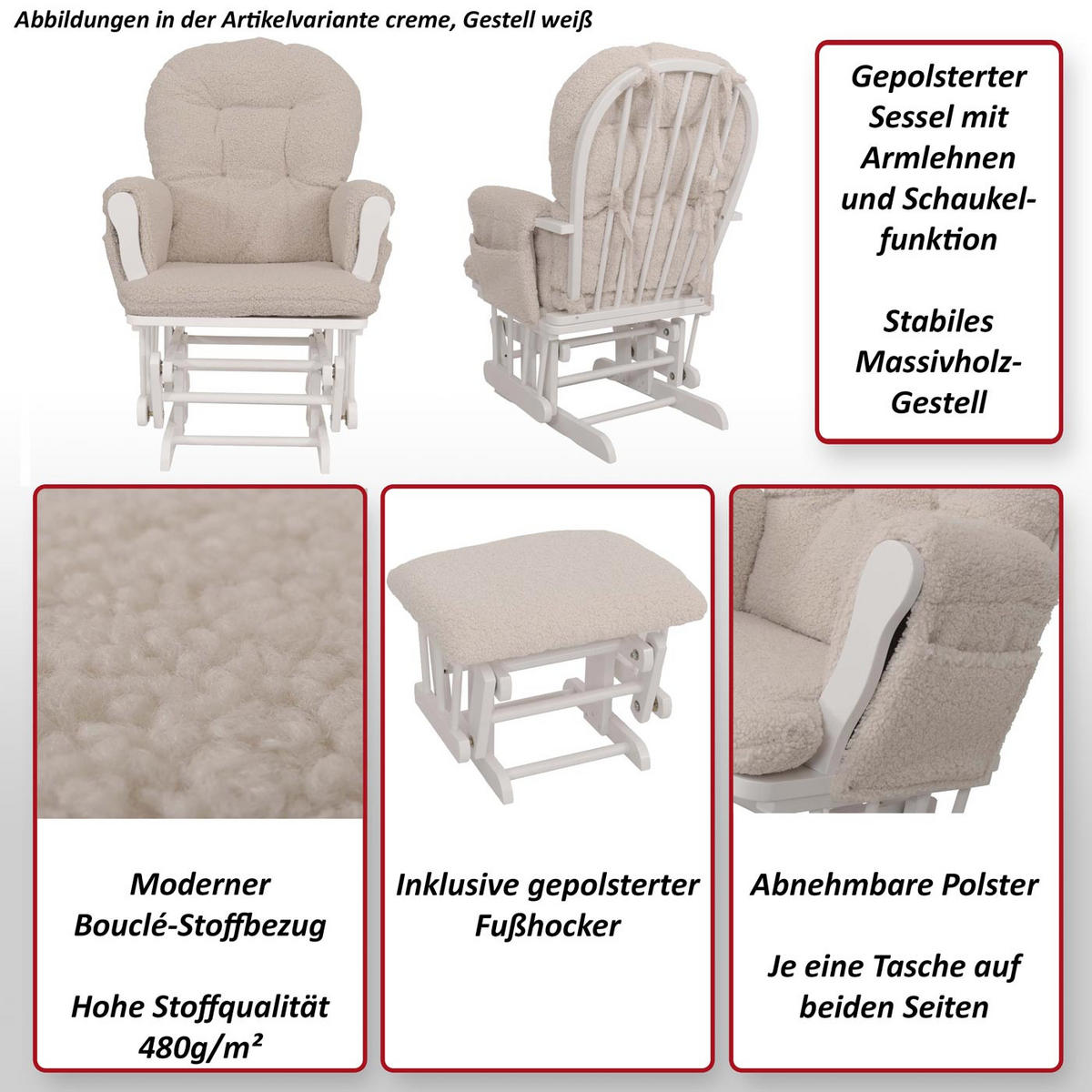 RELAXSESSEL Cremeweiß, Weiß - Weiß, Textil (74/105/72cm) - MCW