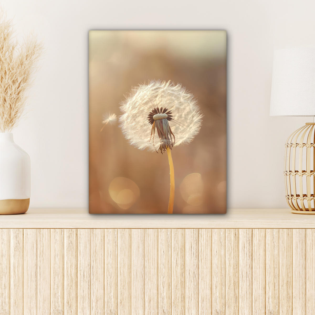 LEINWANDBILD Löwenzahn - Beige - Natur - Blume Room Decor 30x40 cm - Hellbraun, Textil (30/40cm) - MuchoWow