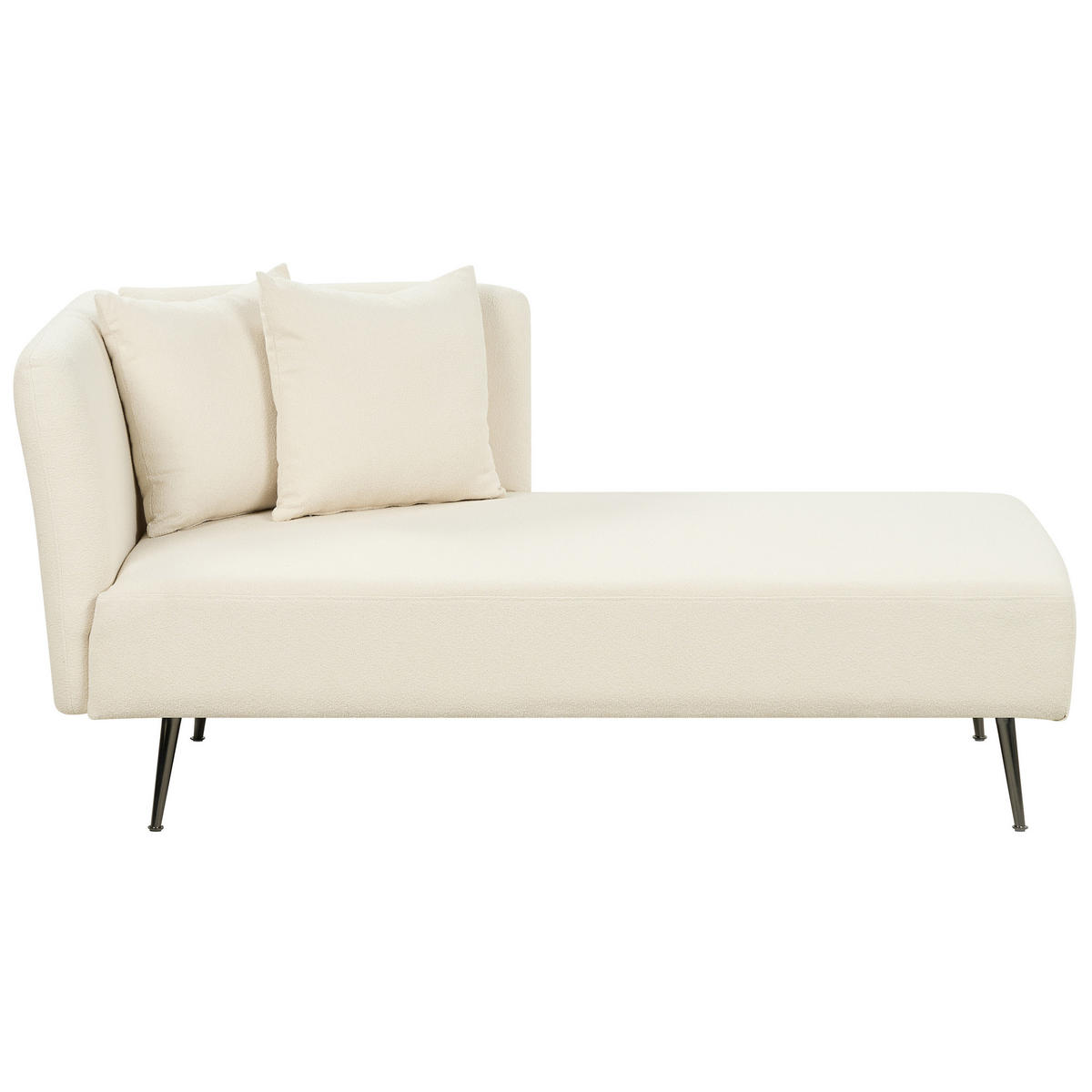 CHAISELONGUE Bouclé cremeweiß linksseitig Riom - Schwarz/Weiß, Textil (156/75/77cm) - Beliani
