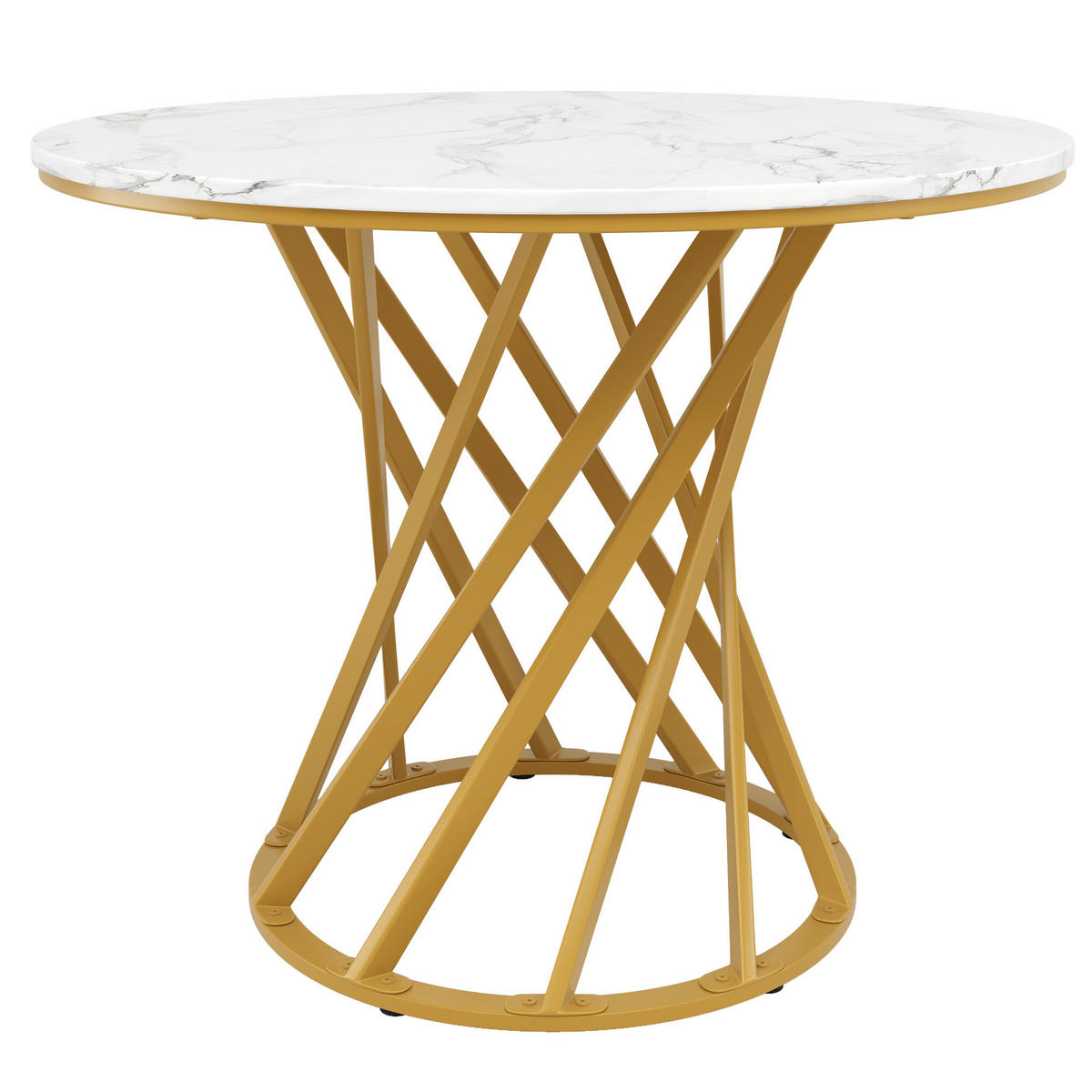 ESSTISCH 80/76/80 cm Weiß aus MDF und Metall mit verstellbaren Füßen - Goldfarben, Holzwerkstoff (80/80/76cm) - OKMYHOME