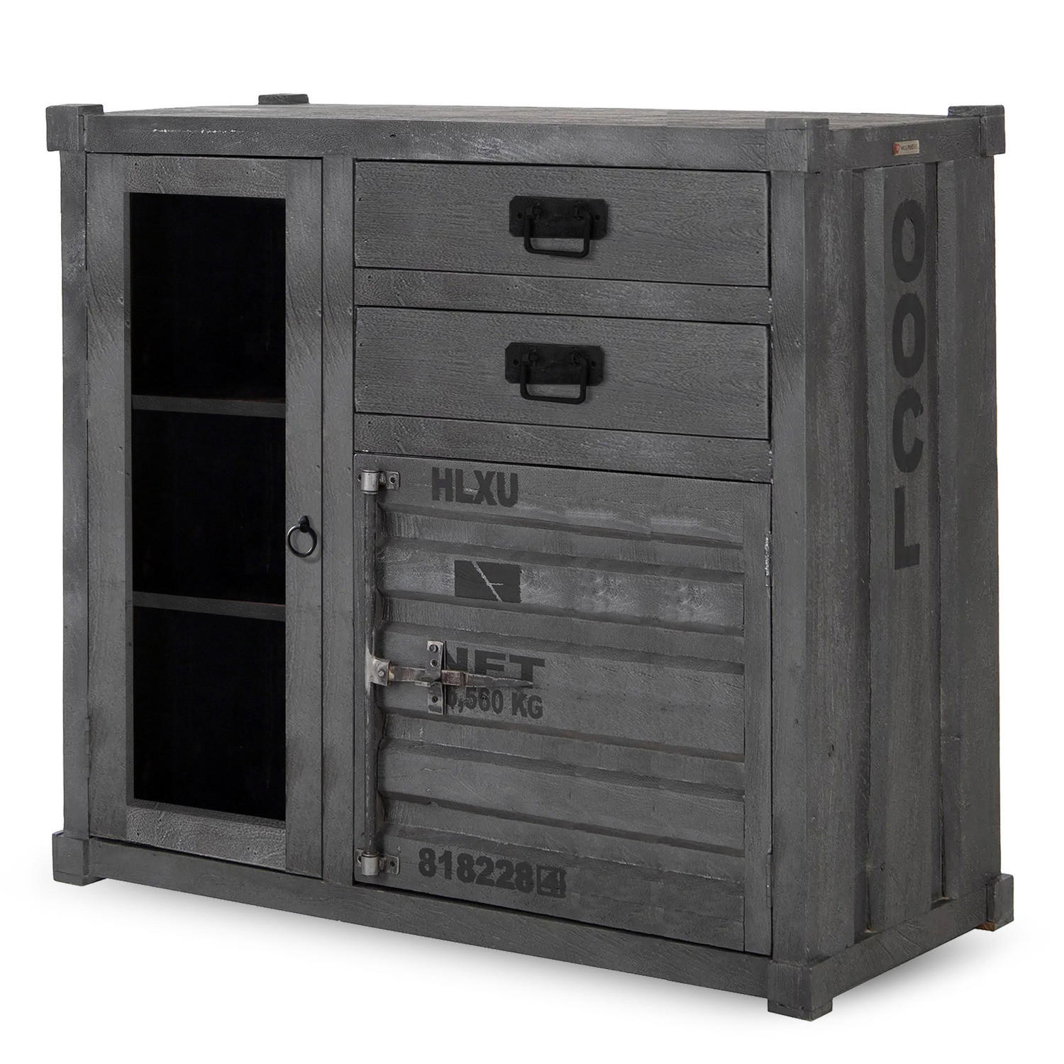 MASSIVE KOMMODE - Akazie Grau - Schwarz/Grau, Akazienholz/Holz (104/108/45cm) - home24