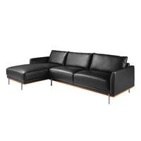 ECKSOFA Linke Chaiselongue Sofa schwarzes Leder 295/160/83 cm - Edelstahlfarben/Schwarz, Leder (295/160cm) - ANGEL CERDA