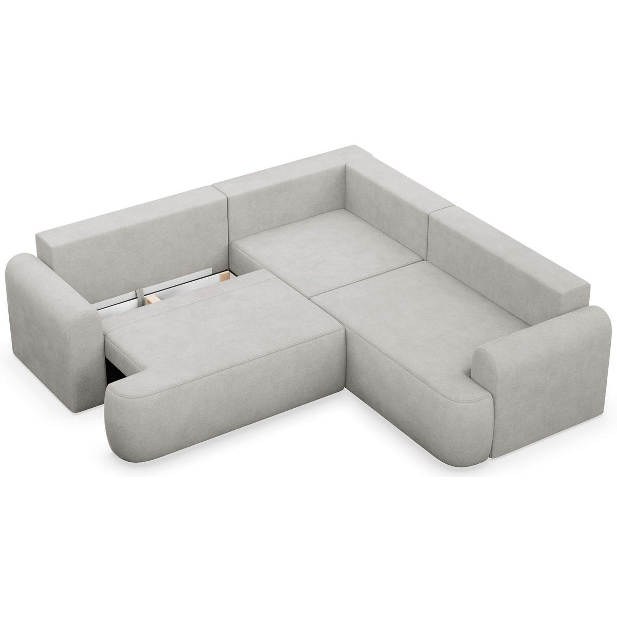 ROHOVÁ POHOVKA Ovo Krémový manšestr univerzální s úložným prostorem - černá/světle šedá, textil/plast (245/245cm) - Selsey