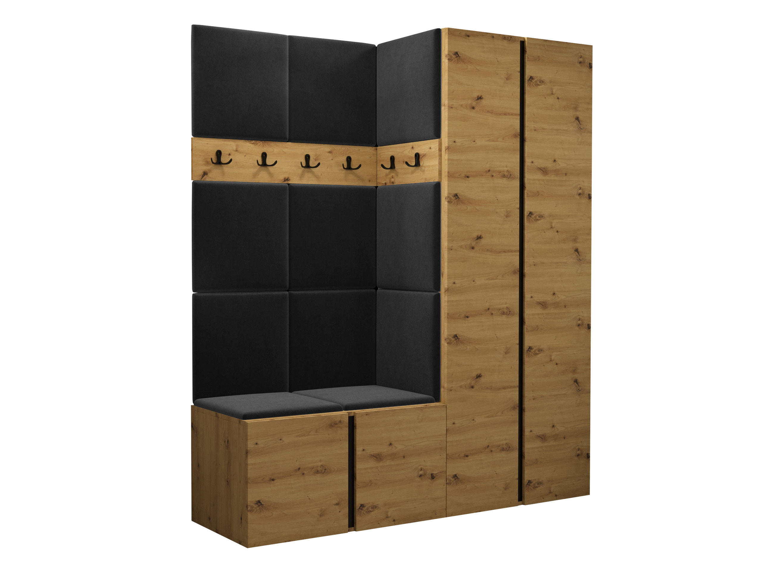 GARDEROBEN-SET Orion III - Anthrazit/Eiche Artisan, Holzwerkstoff/Kunststoff (158/186/46cm) - MIRJAN24