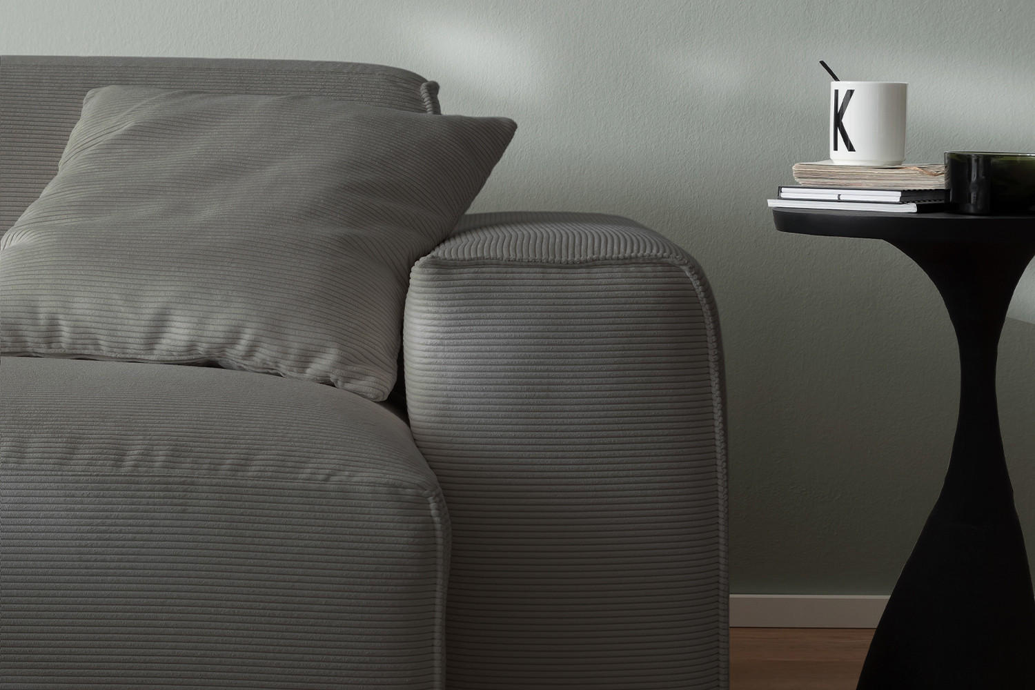 Thumbnail - Kawola Sofa, Anthrazit, Textil, Echtholz, 3-Sitzer, Füllung: Kaltschaum, 256x71x101 cm, Wohnzimmer, Sofas & Couches, Sof...