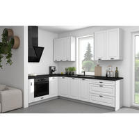 WINKELKÜCHE Elbing weiß matt / grau matt 9-teilig mit Teilauszug (Blum Metabox) - Weiß/Grau, Holzwerkstoff/Metall (284/228/183cm) - Feldmann-Wohnen