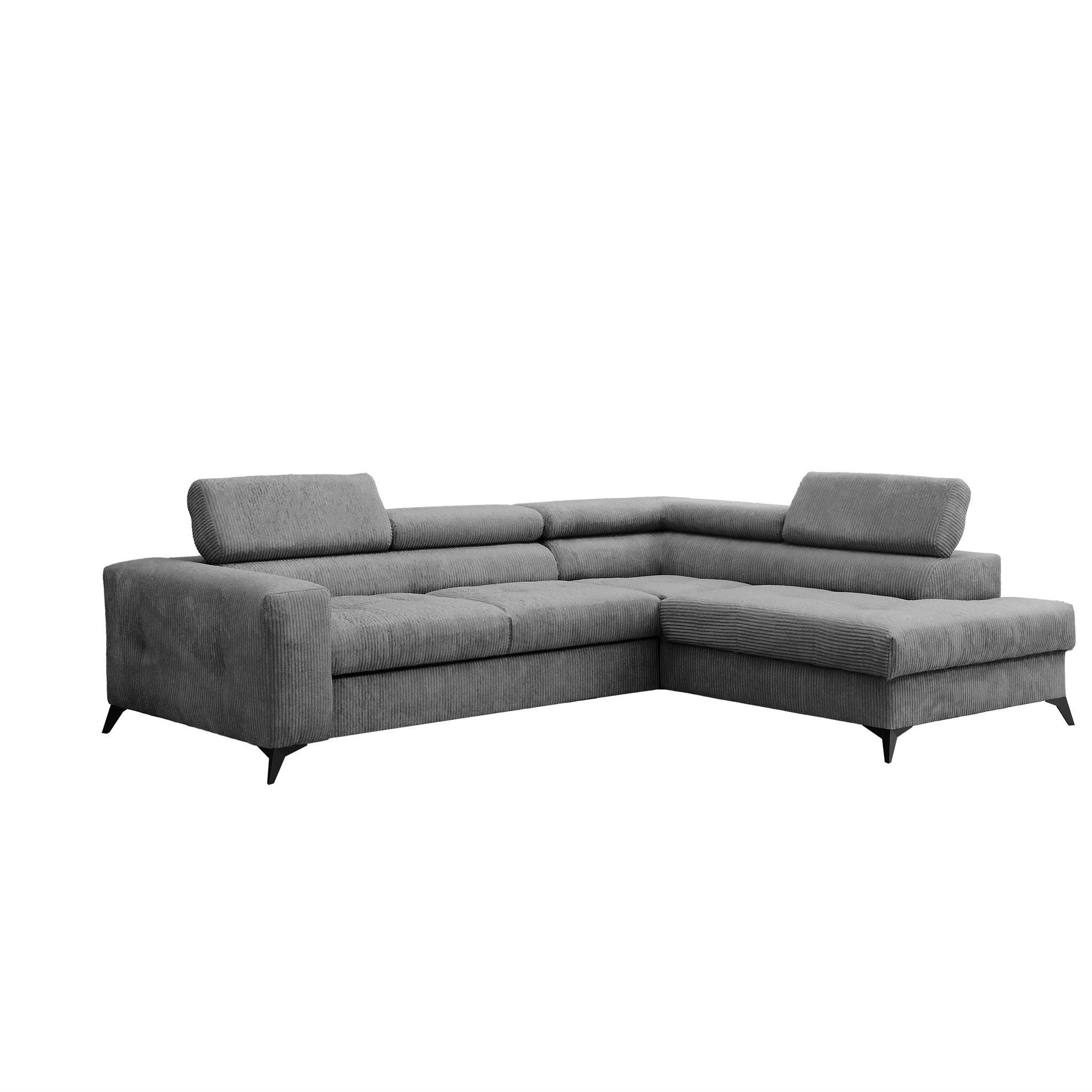 ECKSOFA Schlafsofa Amadeo In Anafi - Anthrazit, Holzwerkstoff/Textil (271/202cm) - Fun Möbel