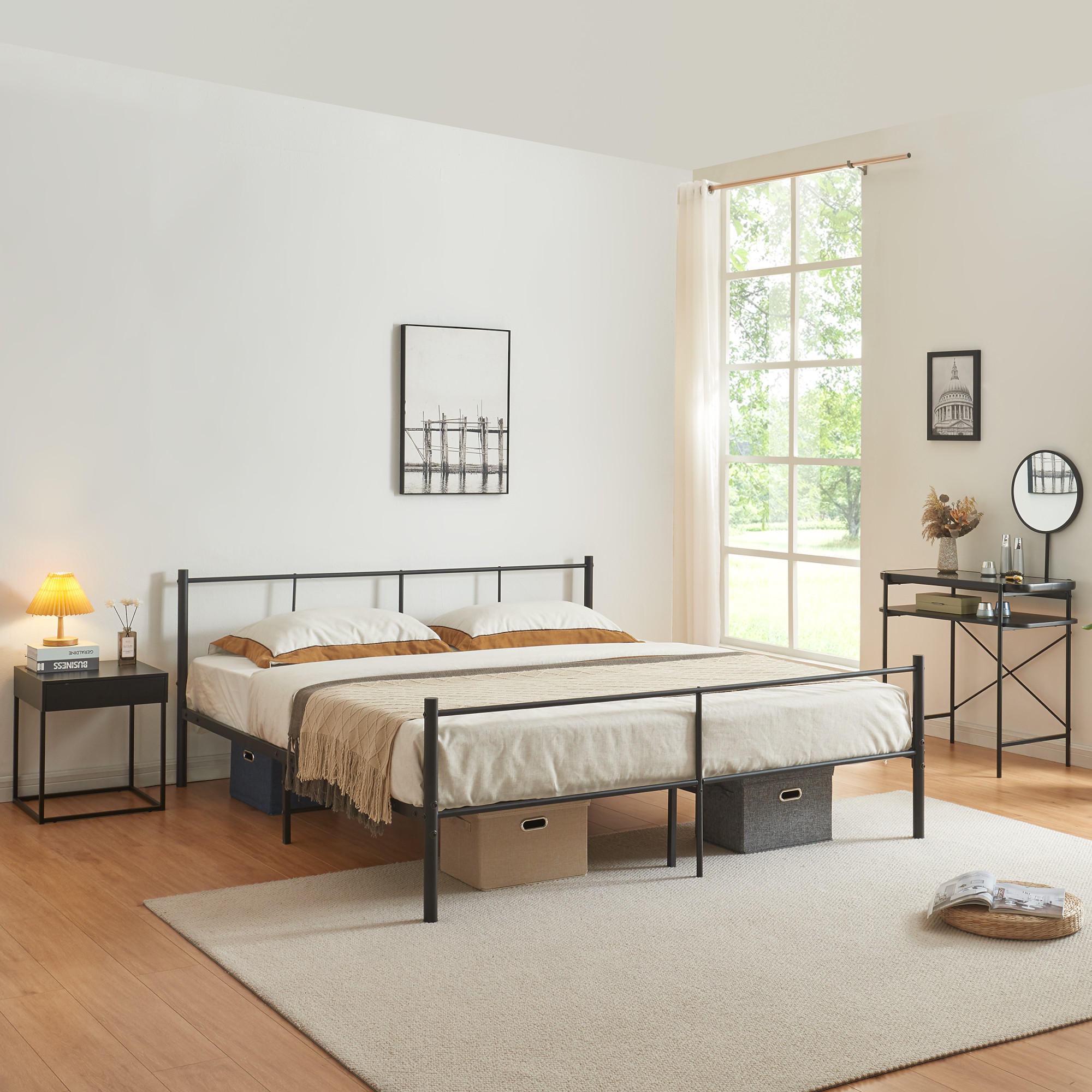 METALLBETT Laos - Schwarz, Metall (160/200cm) - [en.casa]
