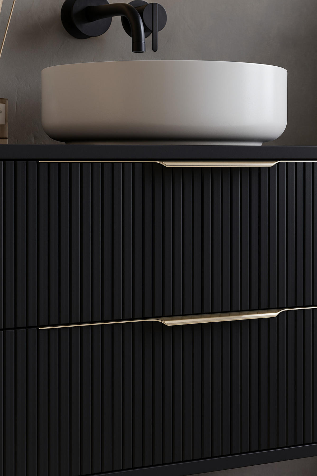 WASCHBECKENUNTERSCHRANK Rimini 2 Schubladen Schwarz Matt - 60 x 46 x 46 cm - Schwarz, Holz (60/46/46cm) - Badplaats