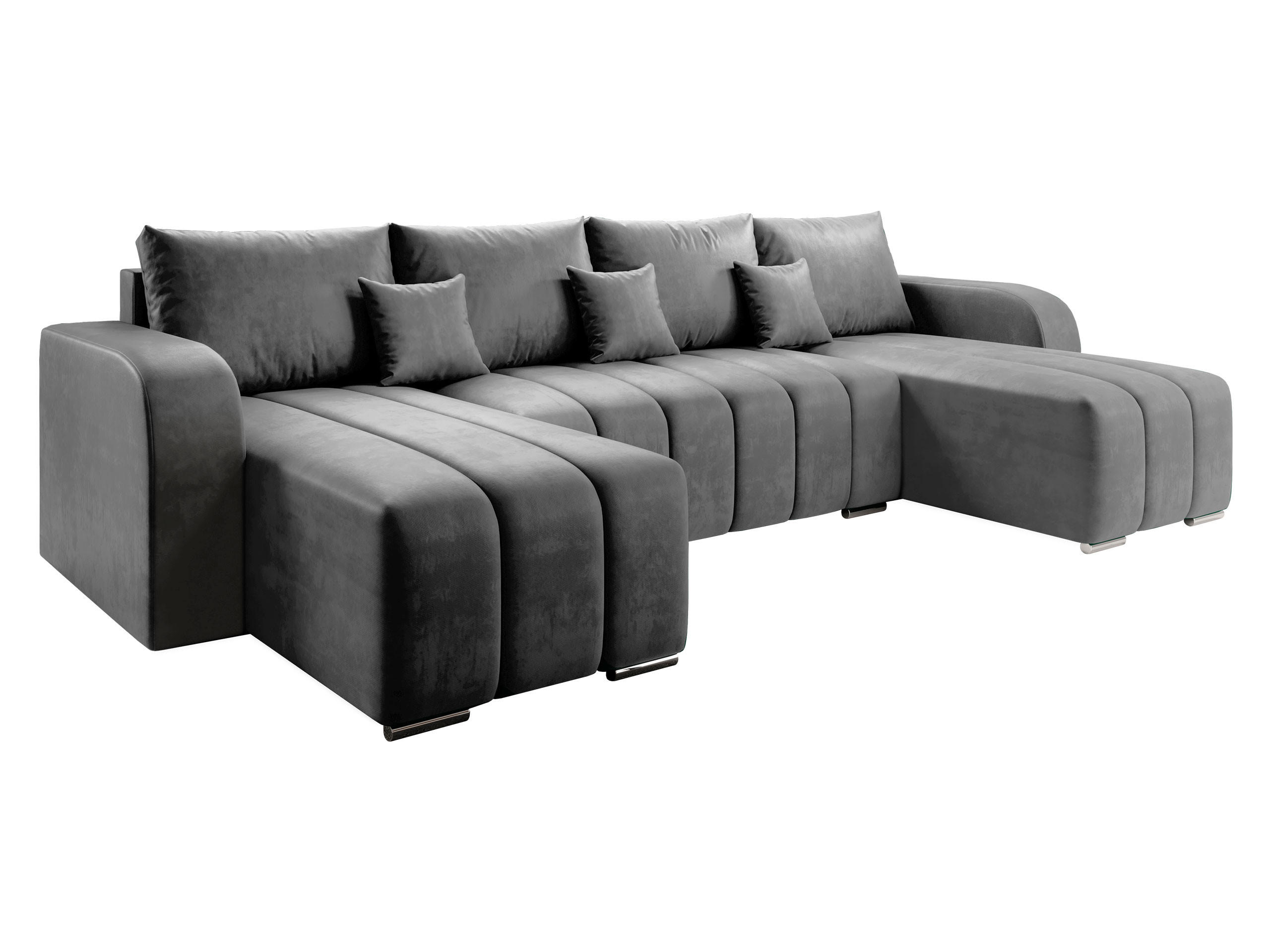 WOHNLANDSCHAFT Pufetto U - Silberfarben/Grau, Holz/Textil (313/86/147cm) - MIRJAN24