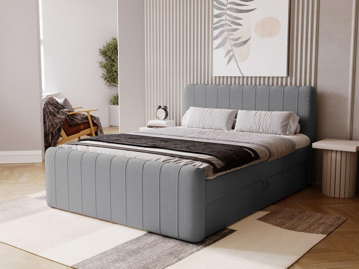 BOXBETT Osteno 160x200 Dunkelgrau - Dunkelgrau, Holz/Textil (160/200cm) - Graingold