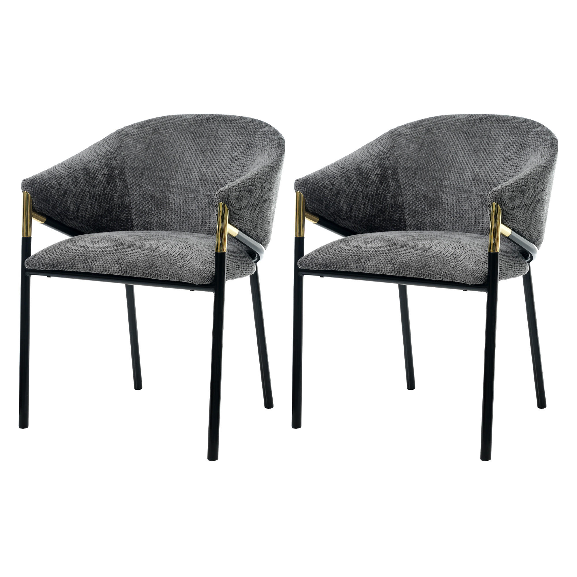 ESSZIMMERSTÜHLE 2er Grau Chenille Gold Edelstahl modern - Grau, Textil (56.5/78.5/56.5cm) - FLIEKS