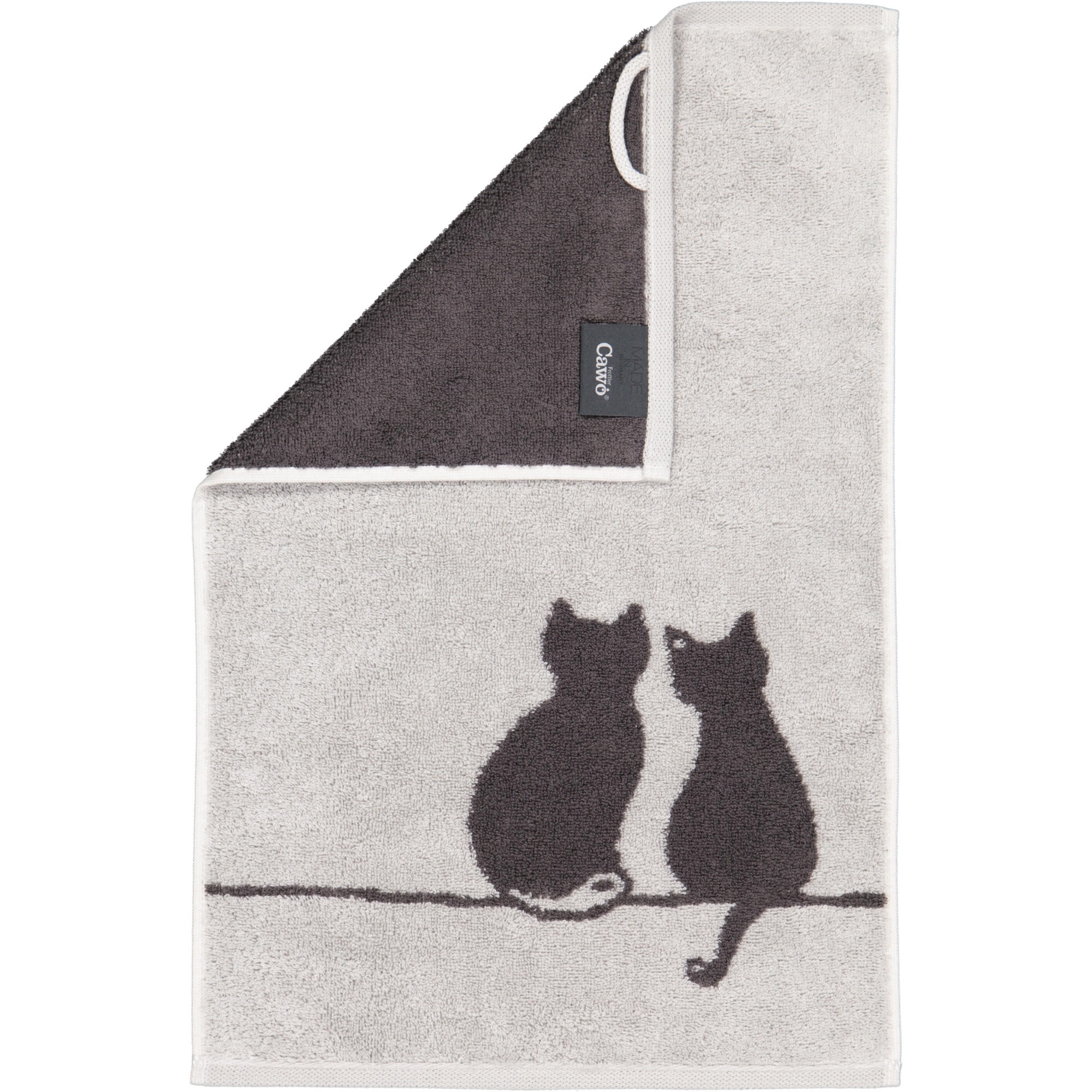 GÄSTETUCH CUTE CATS EDITION YOU & ME 6263 PLATIN/BASALT - 70 - Grau, Textil (30/50cm) - Cawoe