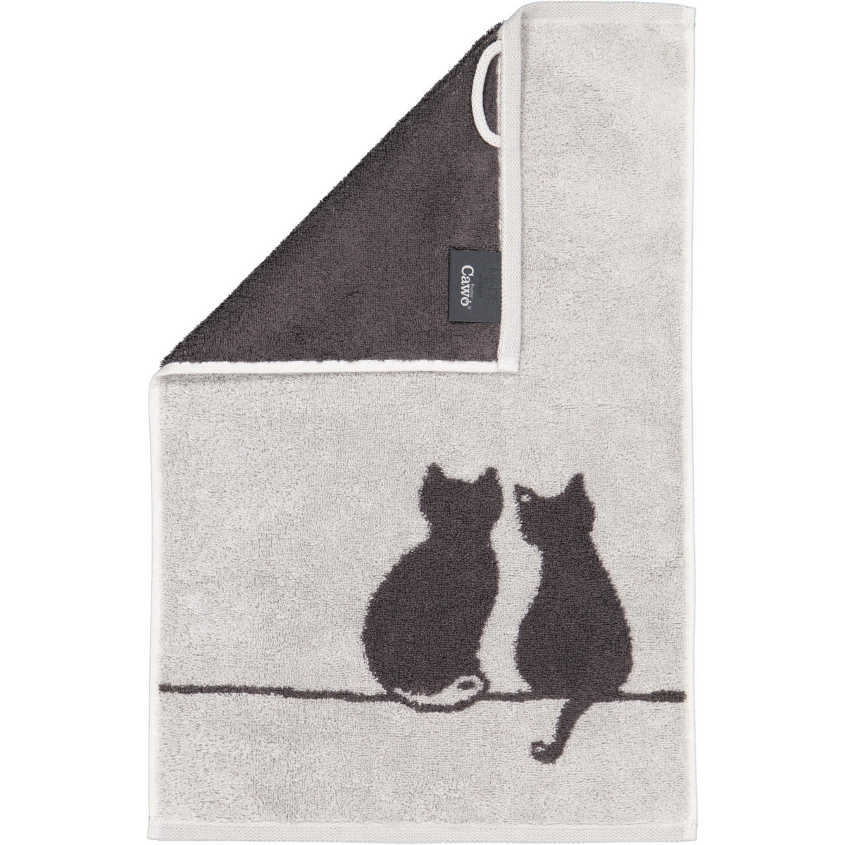 GÄSTETUCH CUTE CATS EDITION YOU & ME 6263 PLATIN/BASALT - 70 - Grau, Textil (30/50cm) - Cawoe