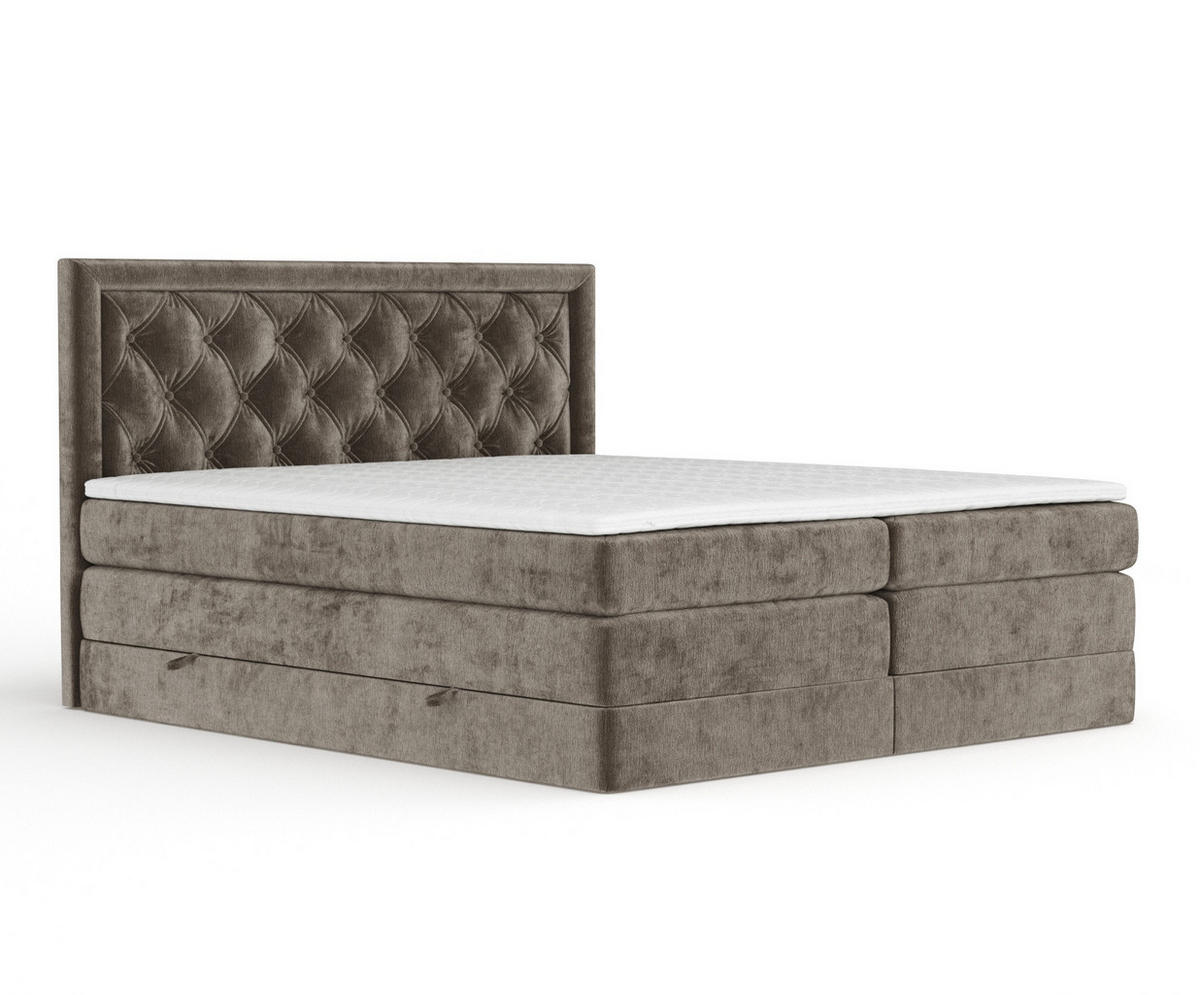 BOXSPRINGBETT Aurelia Braun 180/200 cm - Schwarz/Braun, Holz/Holzwerkstoff (180/200cm) - Maison de Reve