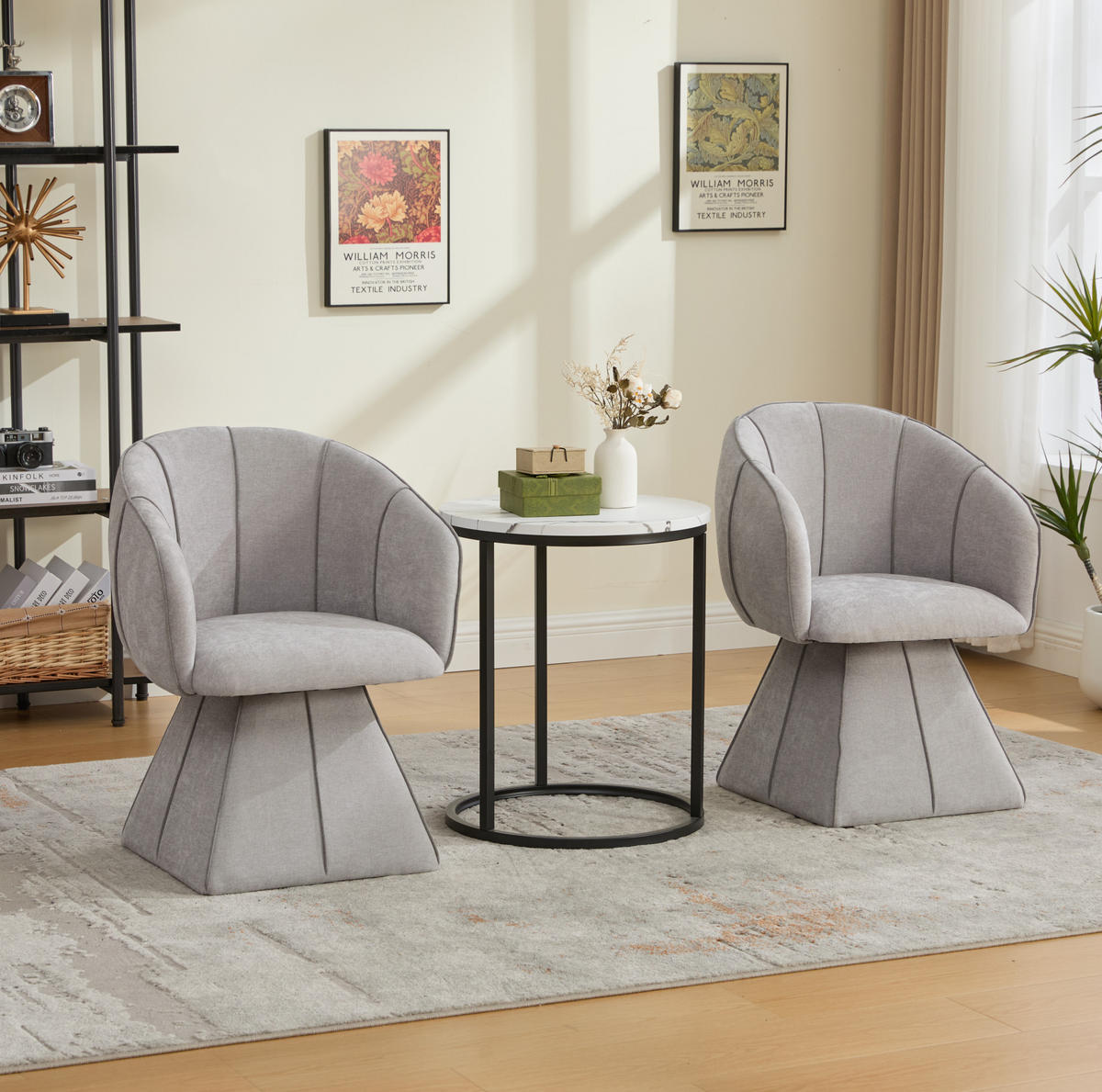 SESSEL 56/54/74,5 cm grau aus Chenille mit 360°-Drehfunktion - Grau, Textil (54/74.5/56cm) - OKWISH