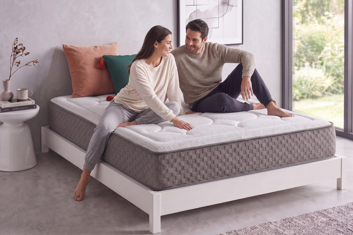 MATRATZE Palace Confort Multizone - 200X200 cm- Härtegrad H2/H3 - Grau, Textil (200/200cm) - Moonia