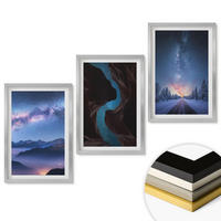 WANDBILDER 3er Set - 40x60 cm Silberner Rahmen - Nachthimmel, Berge, Winterlandschaft - Silberfarben, Kunststoff (40/60cm) - ArtPrintCave