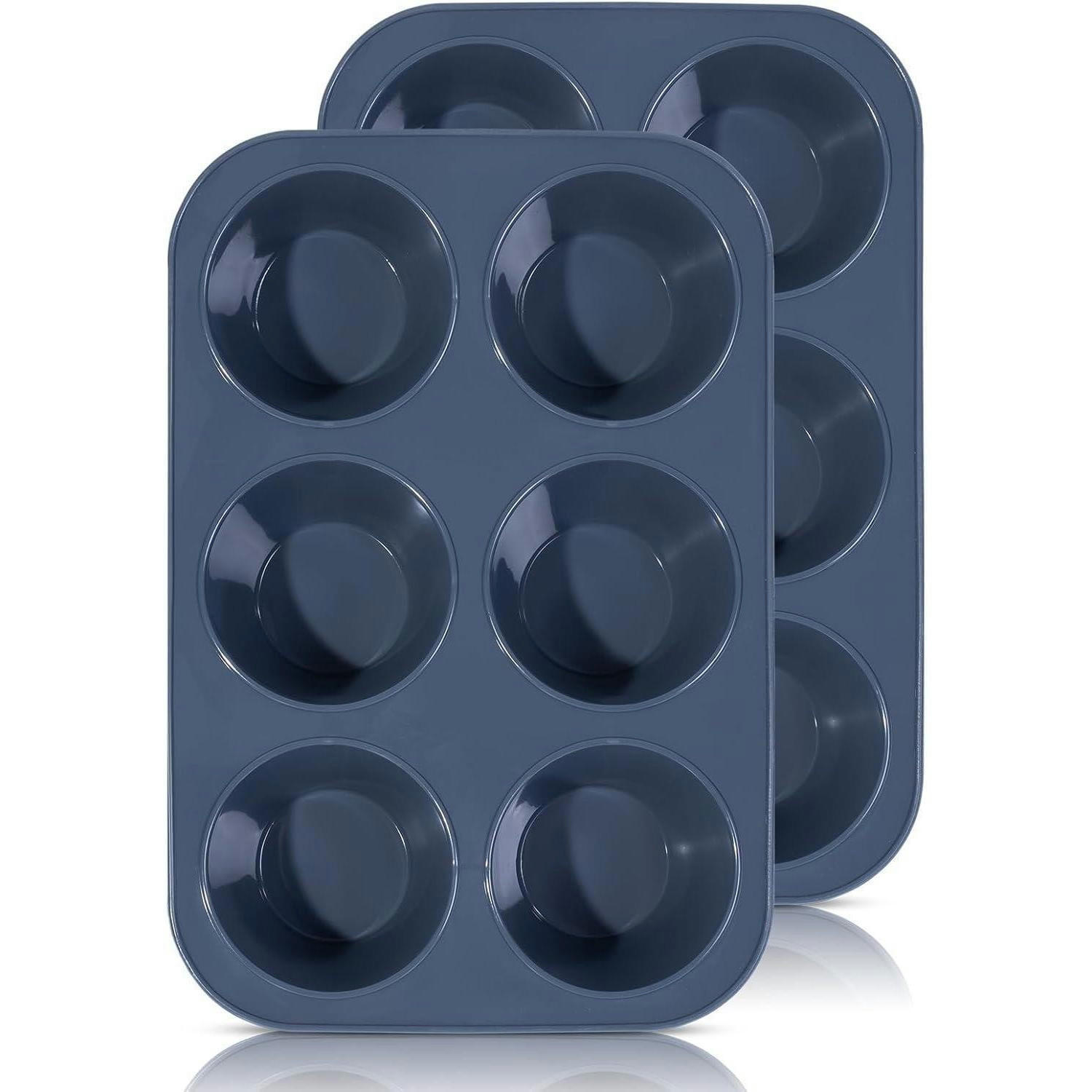 MUFFINBACKFORM 2-teiliges Set Silikon Grau 27,8 x 19 x 5 cm - Blau, Kunststoff (19/5/8cm)