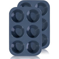 MUFFINBACKFORM 2-teiliges Set Silikon Grau 27,8 x 19 x 5 cm - Blau, Kunststoff (19/5/8cm)