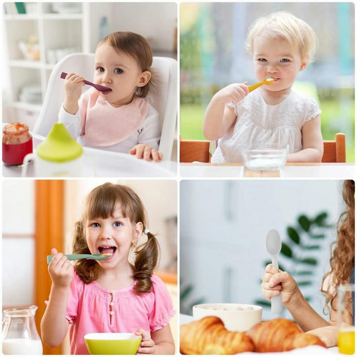 BABYLÖFFEL 7-teiliges Set Silikon BPA Frei - Multicolor, Kunststoff