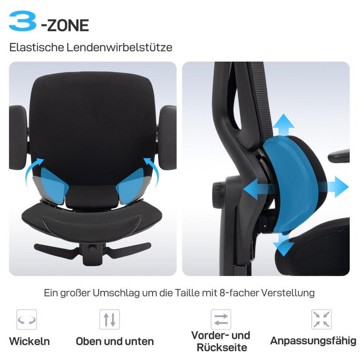 DREHSTUHL Schwarz aus Plastic mit Fußstütze - Schwarz, Kunststoff (73/128/75cm) - OKMYHOME