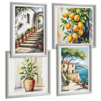 BILDER SET 4er Set - 50x50 cm & 40x60 cm Silberner Rahmen - Zitronenblüten am Meer - Silberfarben, Kunststoff (50/50cm) - TULUP