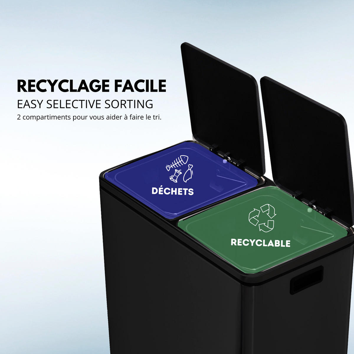 ABFALLEIMER MAJOR schwarz - Schwarz, Metall (36/65/60cm) - Kitchen Move