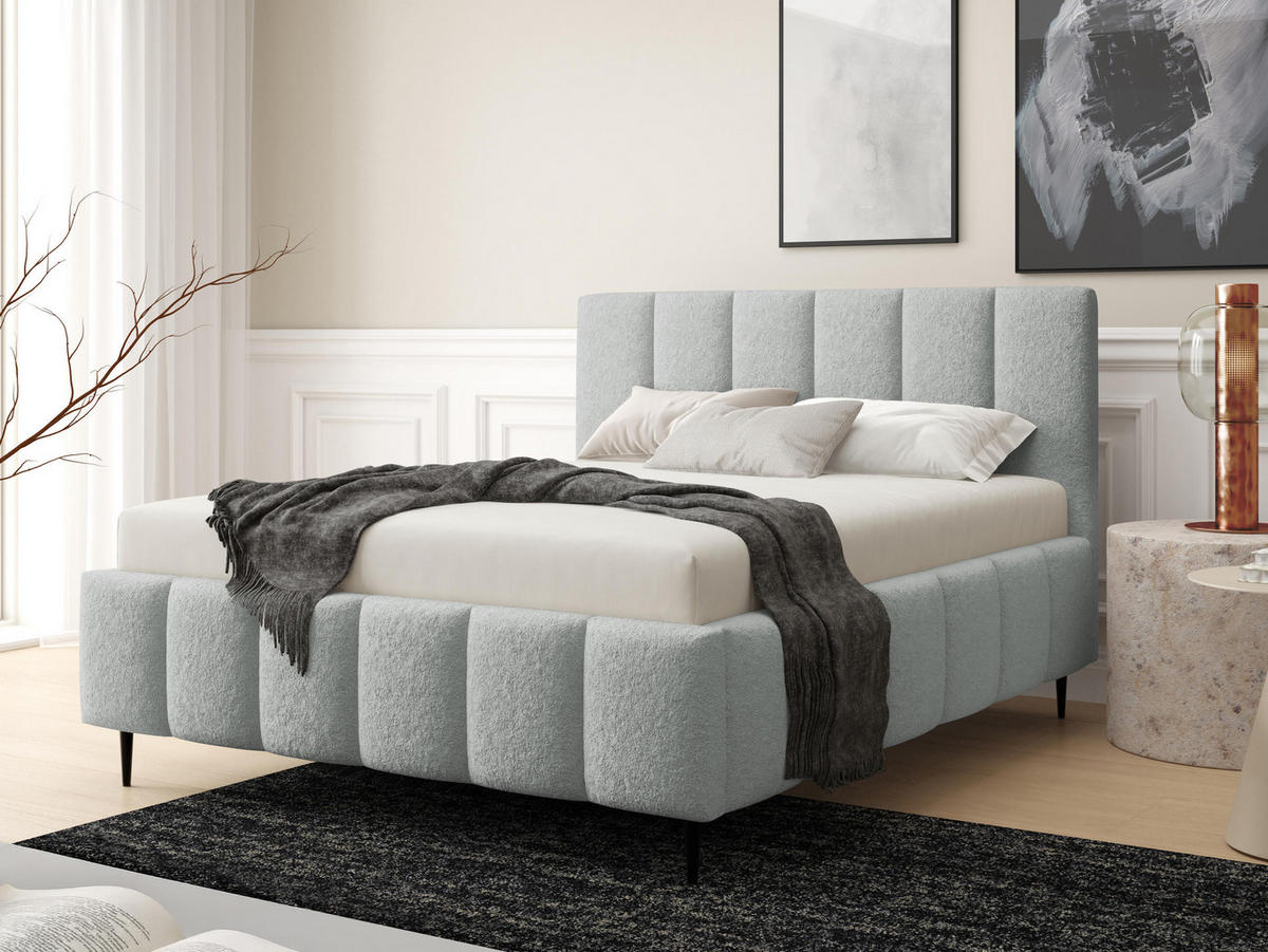 POLSTERBETT Lunaro Leg - Hellgrau/Schwarz, Holz/Textil (140/200cm) - MIRJAN24