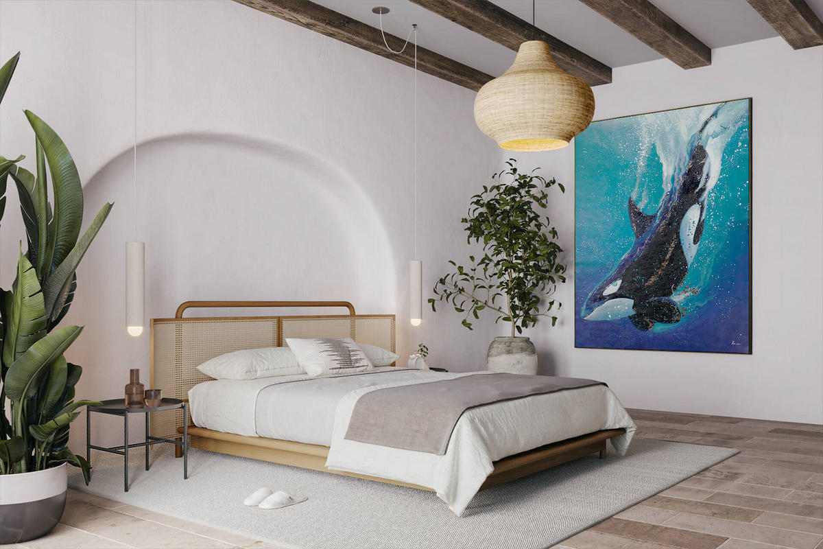 ÖLGEMÄLDE XXL Blau 150/200 cm - Blau, Holz/Textil (7.88/200cm) - KUNSTLOFT