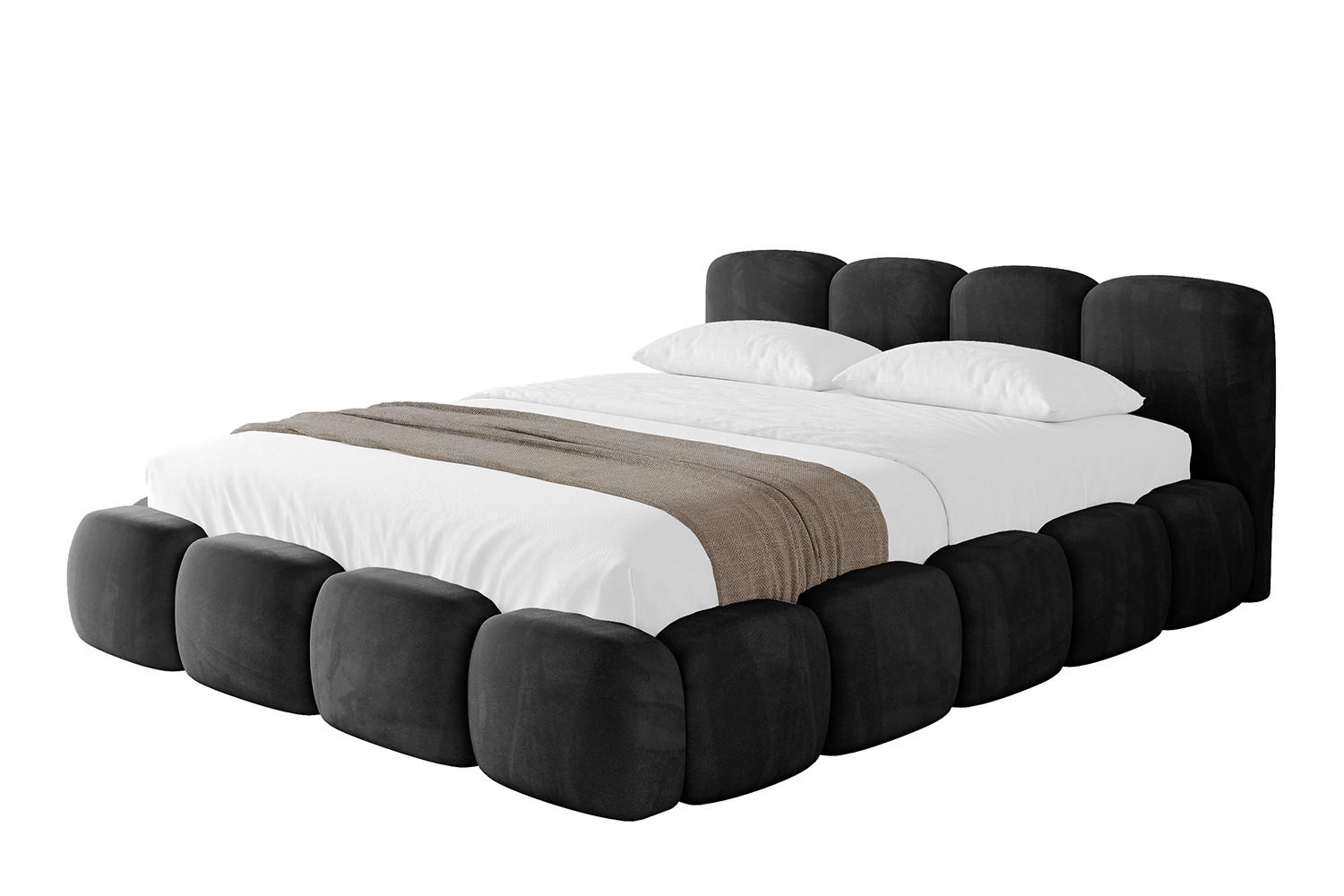 POLSTERBETT mit Bettkasten und Lattenrost, Bett mit Matratze H3/H4 - KALA-v1 120x200 Schwarz - Schwarz, Holzwerkstoff/Textil (120/200cm) - ALTDECOR