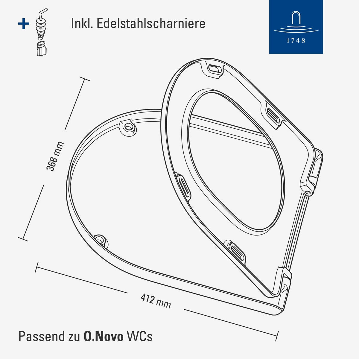 WC-SITZ O.novo weiß 423 x 368 x 51 mm - Weiß, Kunststoff (36.8/5.1/42.3cm) - Villeroy & Boch