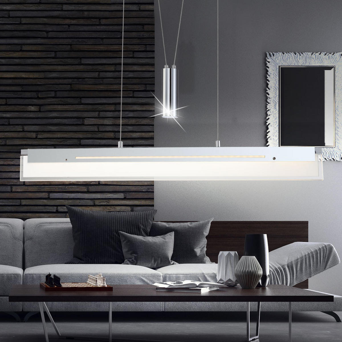 LED HÄNGELEUCHTE Ismeta Silber Glas - Silberfarben, Glas (80/80/160cm) - Globo Lighting