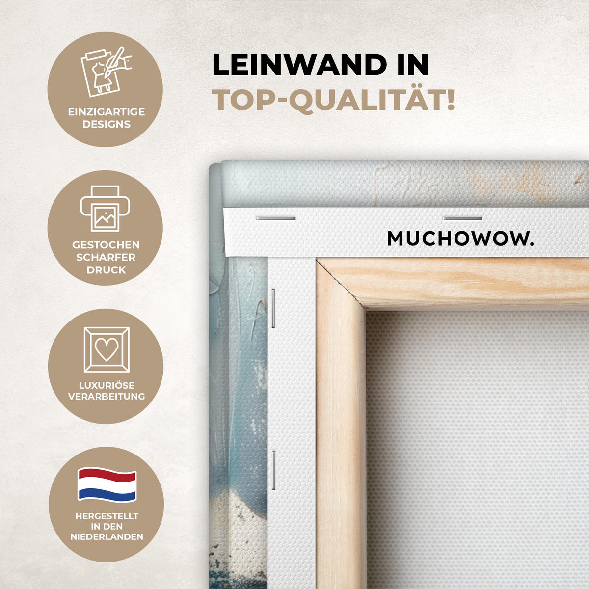 LEINWANDBILD Abstrakt - Kunst - Gold - Blau Wanddeko 90x60 cm - Petrol, Textil (90/60cm) - MuchoWow