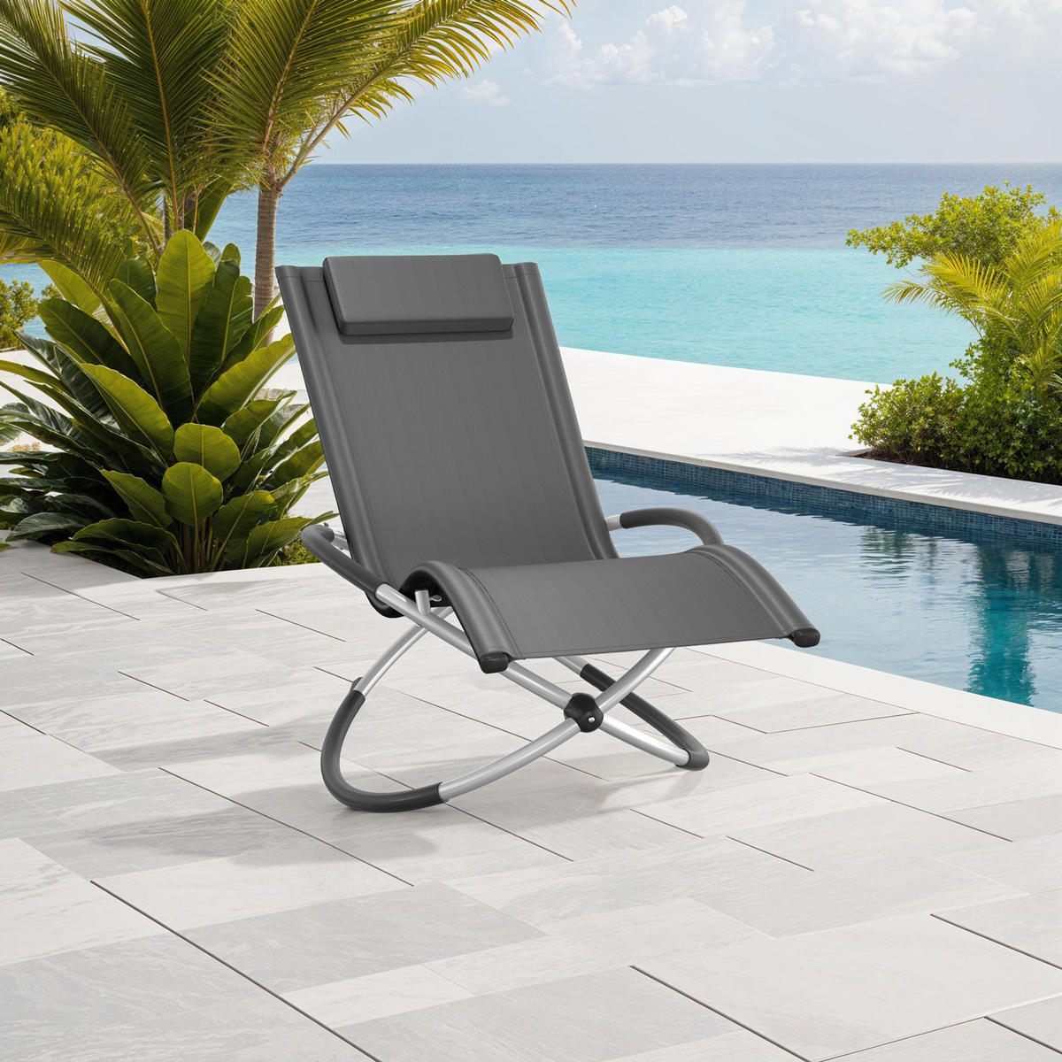 SONNENLIEGE Paulina,150 x 73 x 93 cm,grau - Grau, Metall (73/93/150cm) - tectake