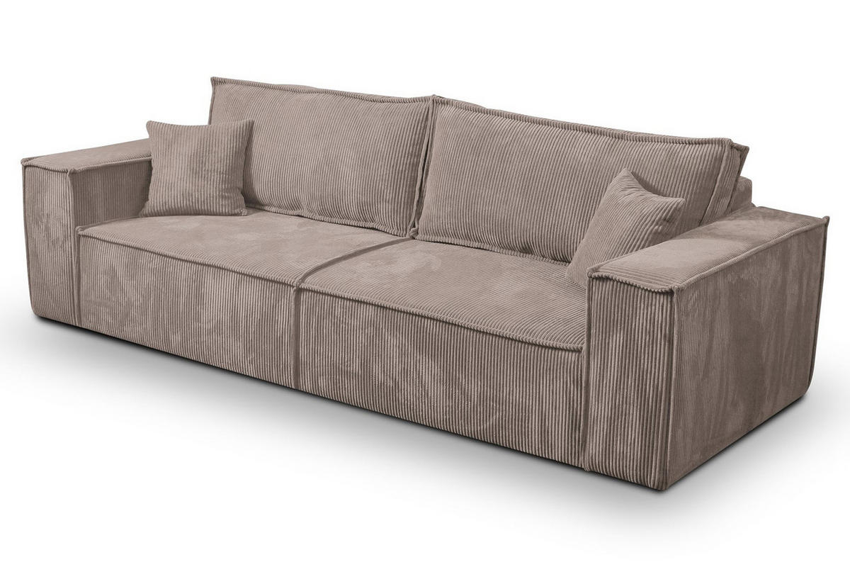 SCHLAFSOFA mit Bettkasten und Cordstoff MONA Hellbraun - Braun, Holzwerkstoff (255/85/105cm) - Compleo24