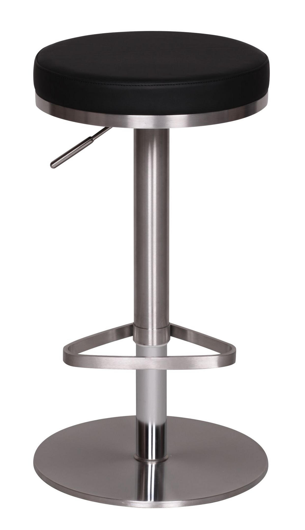 BARHOCKER Höhenverstellbar Gepolstert Triangel-Fußablage ELBE, Schwarz 38x38x82 cm - Silberfarben/Schwarz, Kunststoff/Textil (38/82/38cm) - KADIMA DESIGN