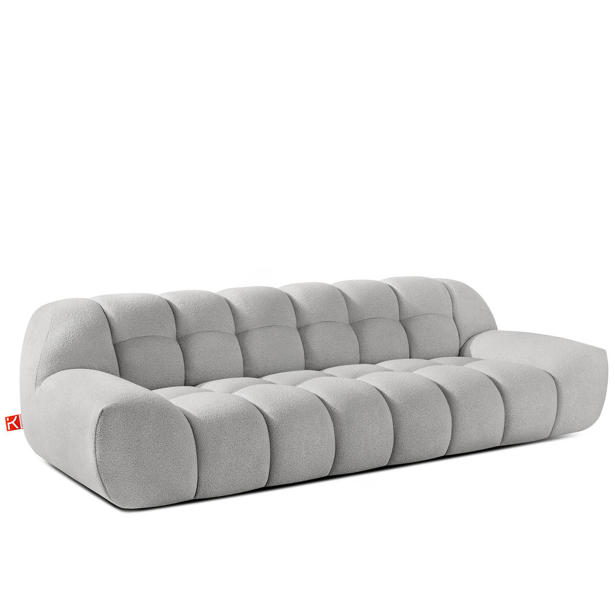 EINZELSOFA VENA Bouclé, Hellgrau - Hellgrau, Holz/Textil (254/72/105cm) - KONSIMO®
